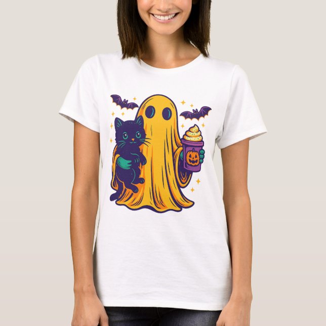 T-shirt Pumpkin Spice Ghost PNG｜fall catful｜fall cat png｜g (Devant)