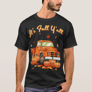 T-shirt Pumpkin Truck Autumn Leaves Fall Season Squash Dri