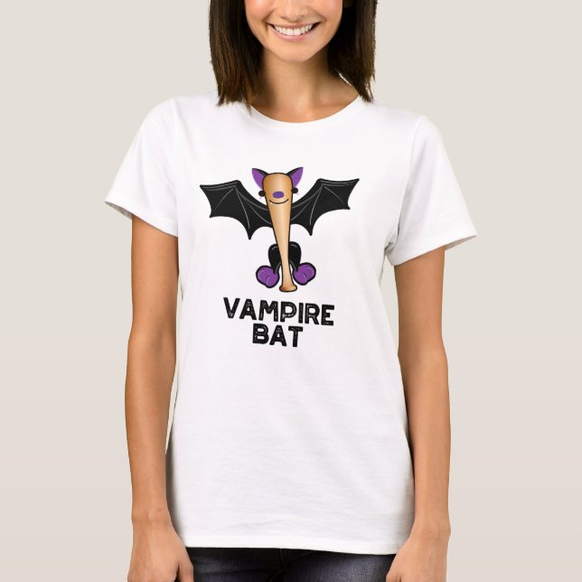 T-shirt Pun de baseball amusant de Vampire Bat (Devant)