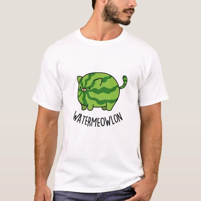 T-shirt Pun de chat de pastèque amusant à base d'eau (Devant)