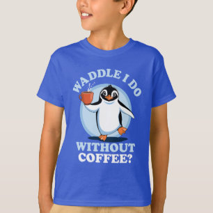 T-shirt Pun de pingouin   Je fais sans café