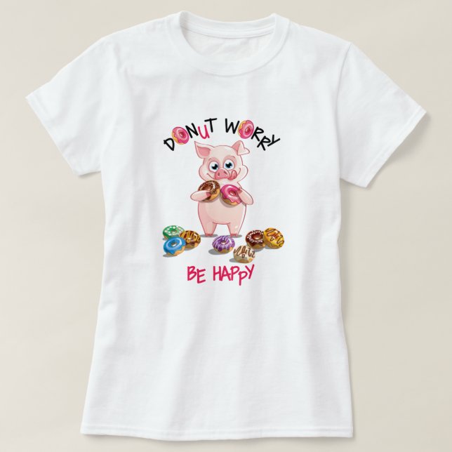 T-shirt Pun Donut Pig Funny (Design devant)