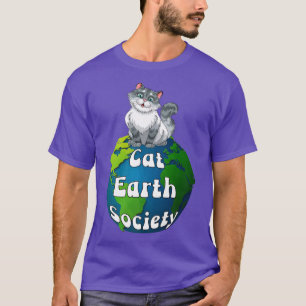 T-shirt Pun mignon chat sur terre globe Cat Earth Society 