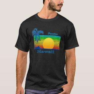 T-shirt Punaluu Hawaii Retro Tropical Beach Sunset