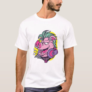 T-shirt Punk Cochon animal classique Vegan 90S Anarchie