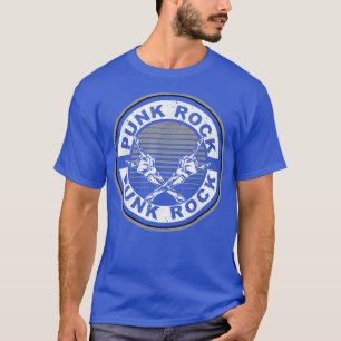 T-shirt Punk Rock Badge Design Rock Skeleton Mains Noir