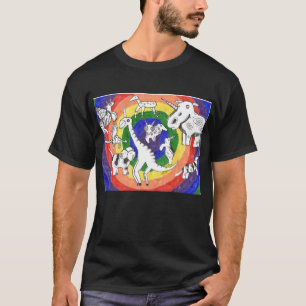 T-shirt Punk Rock Design #24 Unicornes en couleur sur noir