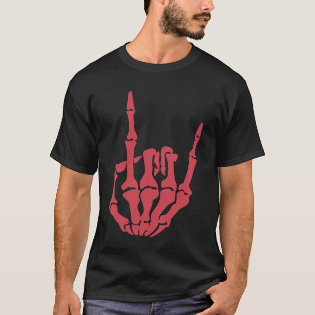 T-shirt Punk Rock Skeleton Cool Rocker Halloween Men Women (Devant)