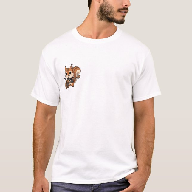T-shirt Punk Rock Squirrel Playing Acorn Guitar (Devant)