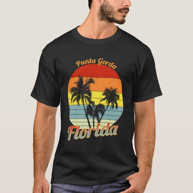 T-shirt Punta Gorda Floride Tropical Palm Trees Vacances (Devant)