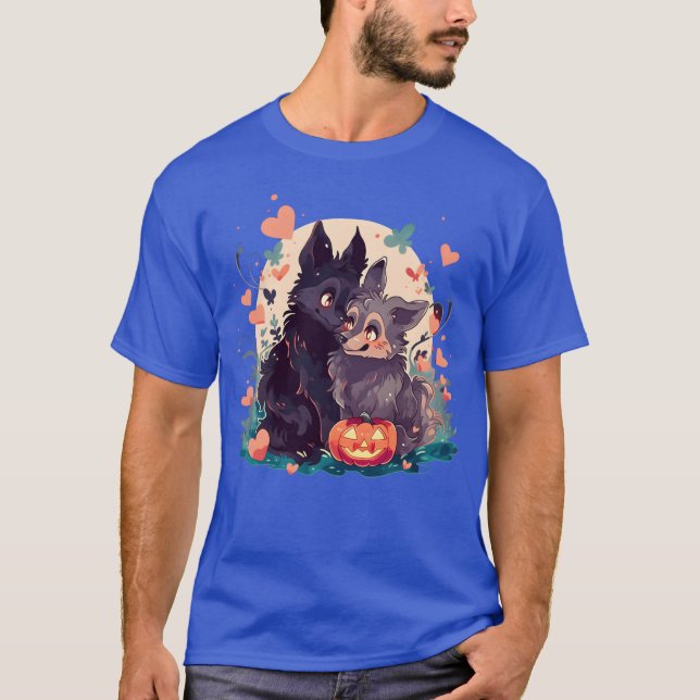 T-shirt Puppy Love Halloween rétro (Devant)