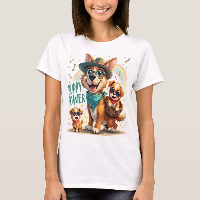 T-shirt Puppy Power - adorable et amusant (Devant)