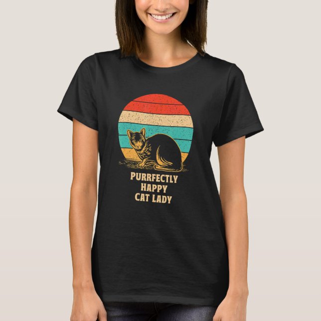 T-shirt Pur Happy Chat Lady Chat Maman Belle Chat Da (Devant)