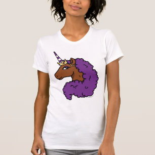 T-shirt Purple Afro Unicorn