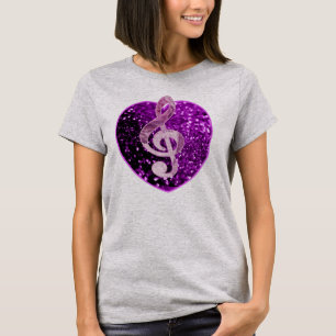 T-shirt Purple Faux Parties scintillant Coeur Musique fran