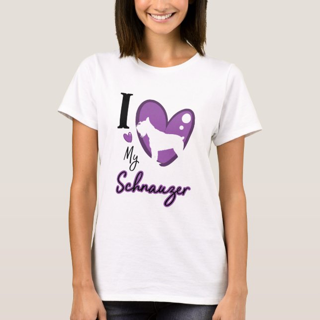 T-shirt Purple J'aime mon schnauzer (Devant)