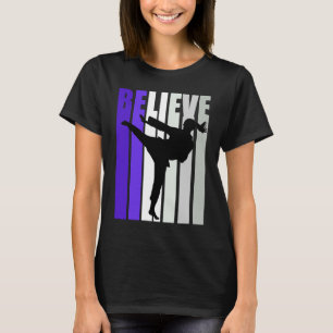 T-shirt Purple Motivational Girls Karate Croire Retro Gra