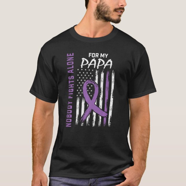 T-shirt Purple Papa Lupus Sensibilisation USA Drapeau Prod (Devant)