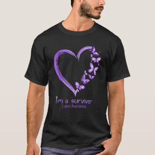 T-shirt Purple Papillon Coeur Je Suis Survivant Lupus