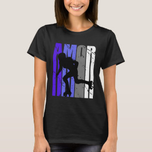 T-shirt Purple Retro Amor Roller Ventilateur de patinage S