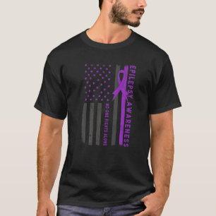 T-shirt Purple Ribbon US Drapeau Épileptique Sensibilisati