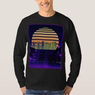 T-shirt Purple Synthwave Design Manches longues hommes