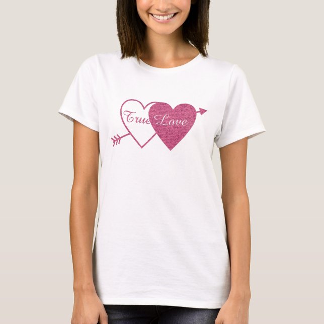 T-shirt Purple Twin Hearts with Arrow Saint-Valentin (Devant)