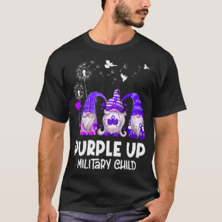 T-shirt Purple Up For Military Kids Gnome Military Child