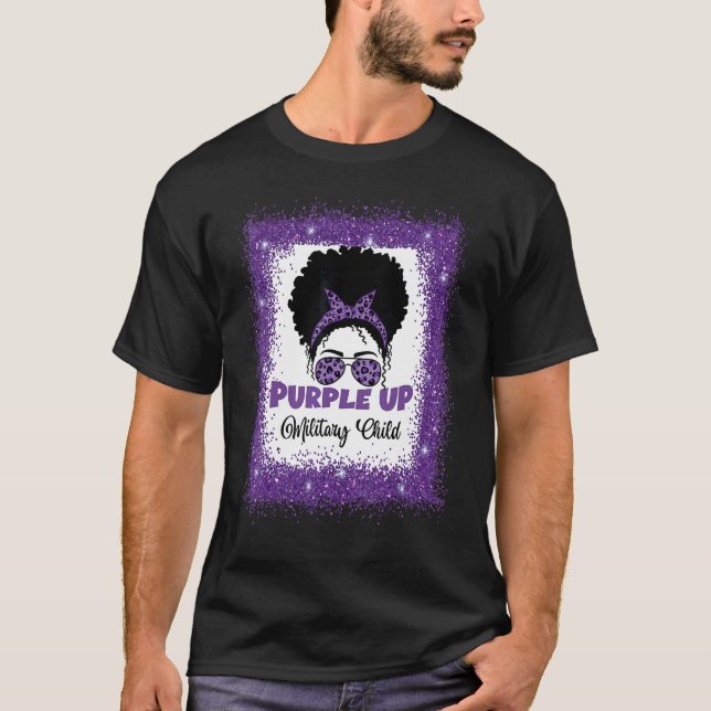 T-shirt Purple Up For Military Kids Military Child Mois M (Devant)