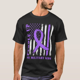 T-shirt Purple Up For Military Kids Us Drapeau Militaire C