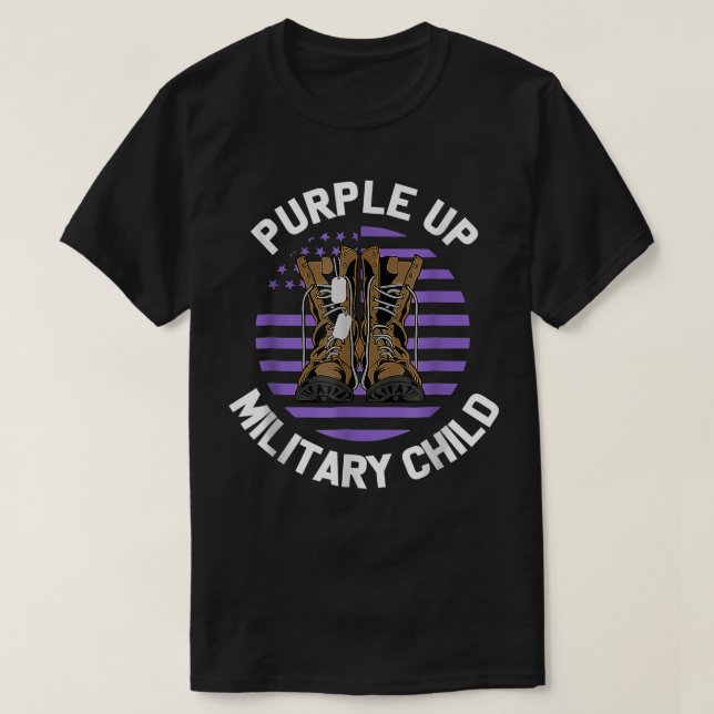 T-shirt Purple Up Military Child Boots US Drapeau Mois de  (Design devant)
