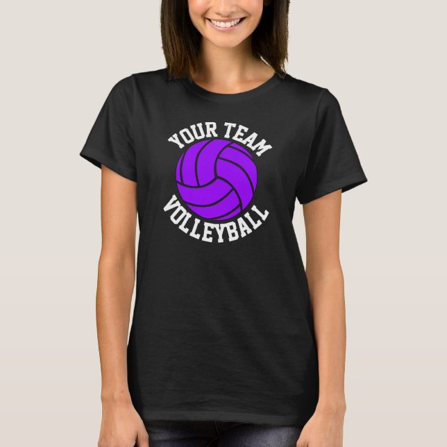 T-shirt Purple Volleyball Custom Nom de l’équipe Black T p (Devant)