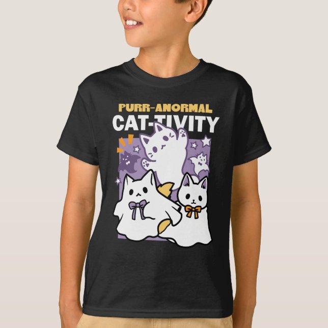 T-shirt Purr-anormal Cat-tivity - Halloween Cat Design (Devant)