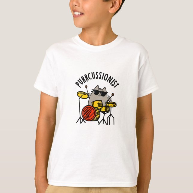 T-shirt Purr-cussionniste Funny Drummer Cat Pun (Devant)