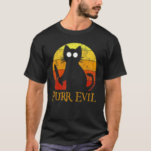 T-shirt Purr Evil Halloween Gory Chat Avec Couteau