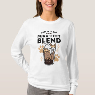 T-shirt Purr-fect Blend : Cat and Coffee Art for Pet Lover