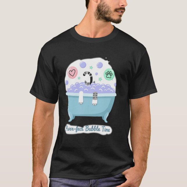 T-shirt Purr-fect Bubble Time cat (Devant)