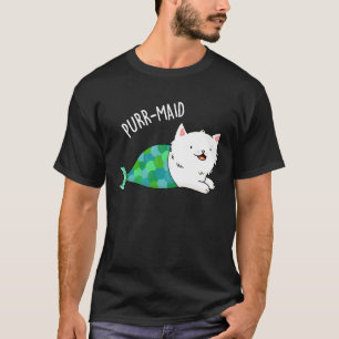 T-shirt Purr-maid Funny Kitty Chat Mermaid Pun Dark BG
