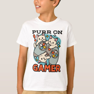 T-shirt Purr On Gamer - Conception De Jeu De Chat Cute