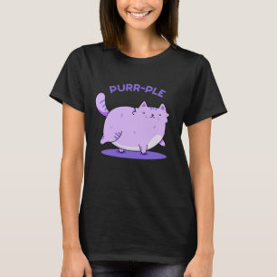 T-shirt Purr-ple Funny Gras Kitty Chat Pun Dark BG
