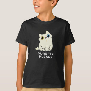 T-shirt Purr ty S'Il Vous Plaît Funny Kitty Chat Pun Dark 