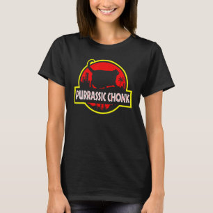 T-shirt Purrassic Chonk Chat Échelle Mème Style Rétro Chat