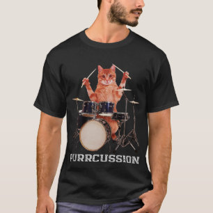 T-shirt Purrcussion Funny Chat Drummer Sur Drum Set Percus