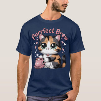 T-shirt Purrfect Brew Cat Cup funny