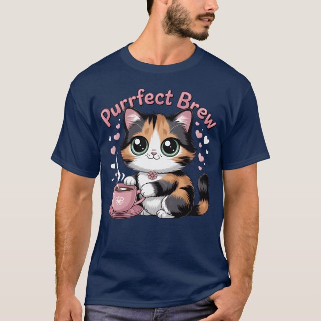 T-shirt Purrfect Brew Cat Cup funny (Devant)