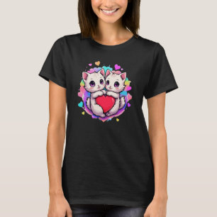 T-shirt Purrfect Love : Kawaii Couple Chats avec Coeur