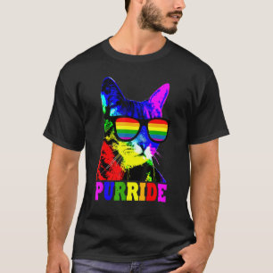 T-shirt Purride   Chat Gay Lgbt Pride Lunettes Chat