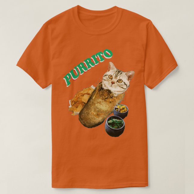 T-shirt Purrito Chat Dans Un Cadeau Burrito Jour D'Hallowe (Design devant)