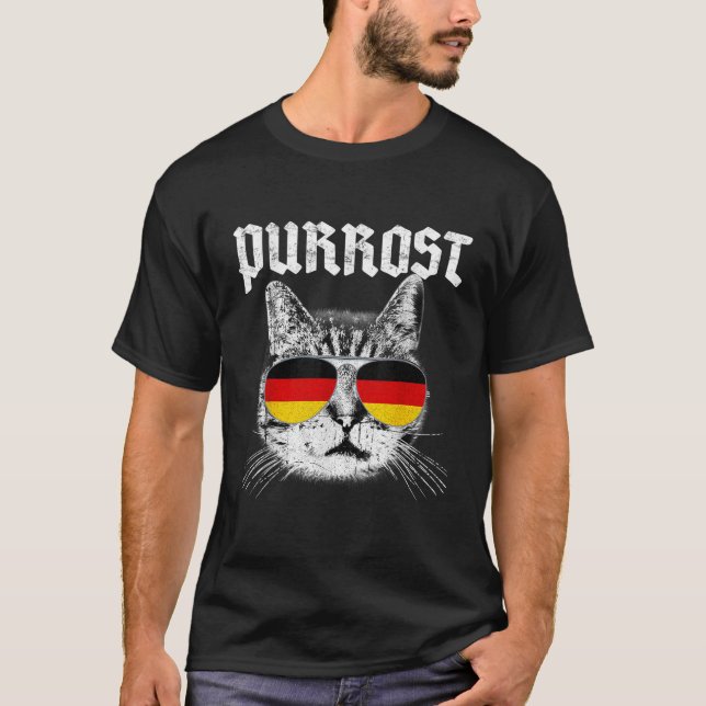 T-shirt PURROST Prost Oktoberfest Cat Funny German Flag Ki (Devant)