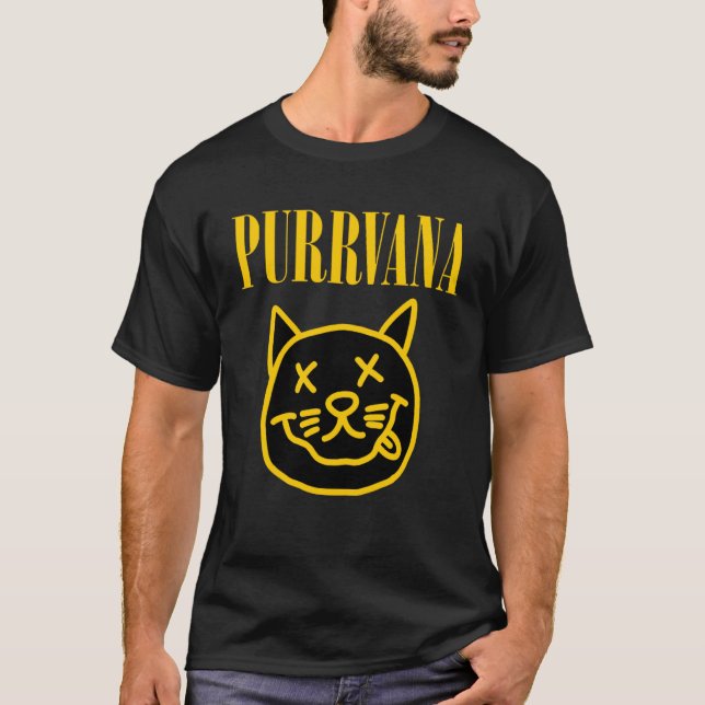 T-shirt Purrvana cute and  cat (Devant)